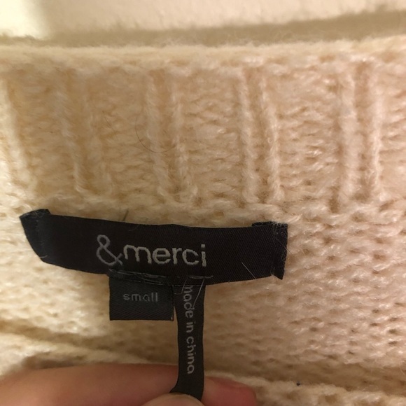 &merci Oversized Cream Furry Textured Sweater Small - Picture 6 of 6